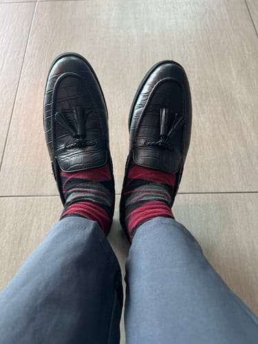 Customer photo review of Tassel Loafer - Black Croco Leather (Crepe Sole)