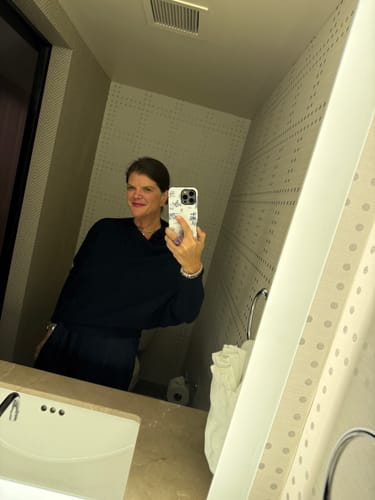 Customer photo review of Asymmetric Draped | Navy