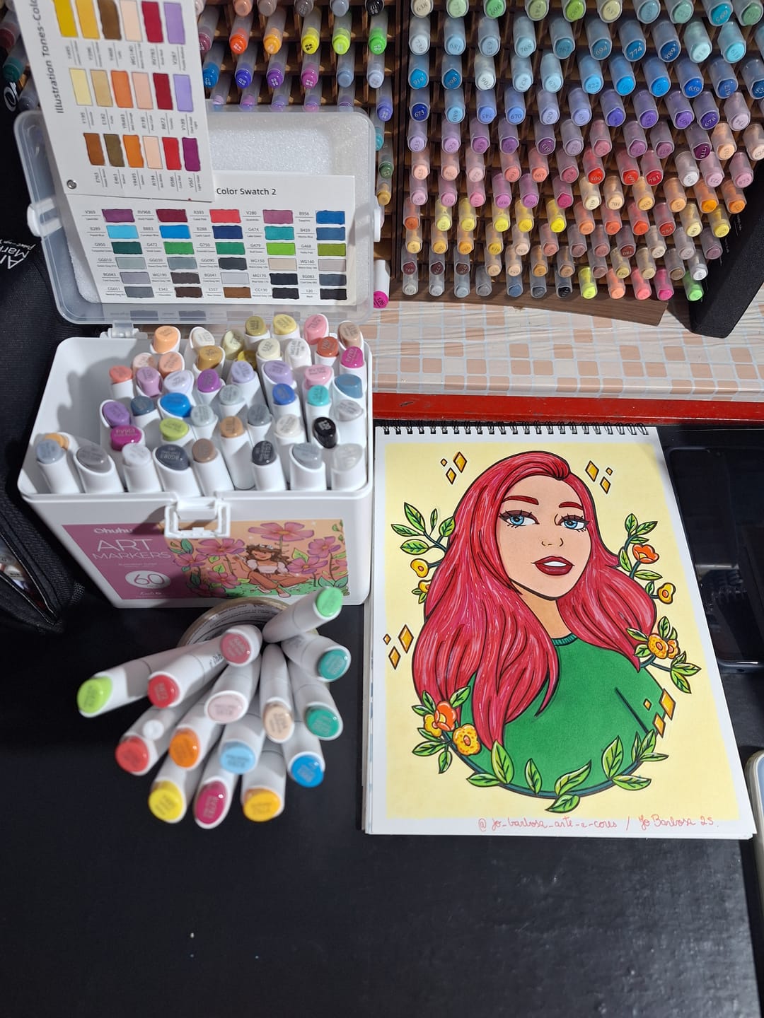 Customer photo review of Ohuhu Kaala Dual Tips Alcohol Art Markers- 60 Colors Illustrations
