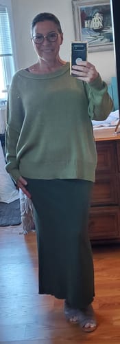 Customer photo review of My Cozy At Home Sweater (Sage)