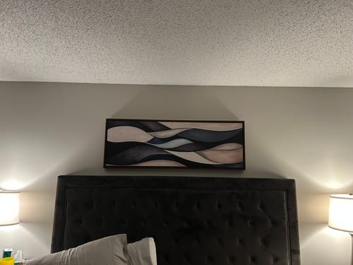 Customer photo review of Sage Green Brown Modern Abstract Horizontal Above Bed Framed Wall Art
