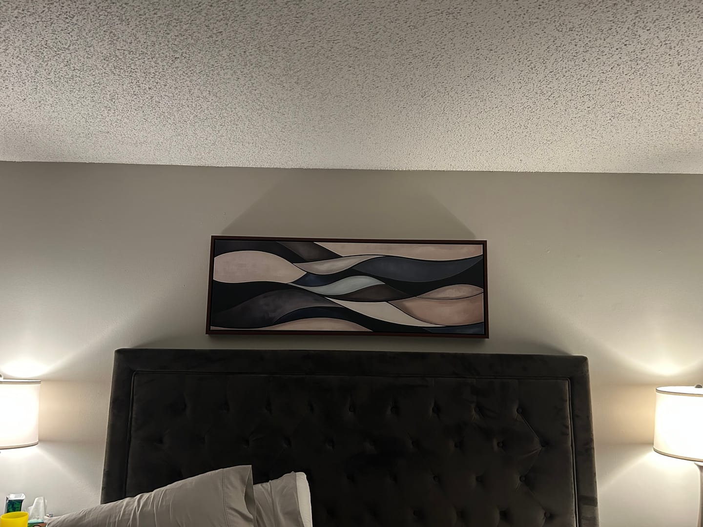 Customer photo review of Sage Green Brown Modern Abstract Horizontal Above Bed Framed Wall Art