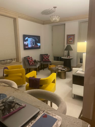 Customer photo review of Crown Velvet Swivel Accent Chair