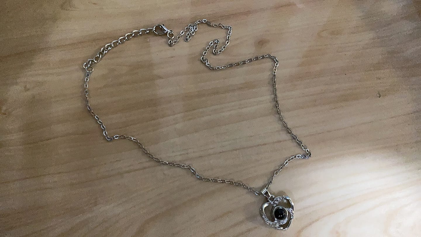 Customer photo review of Heart Nest - Custom Photo Projection Necklace