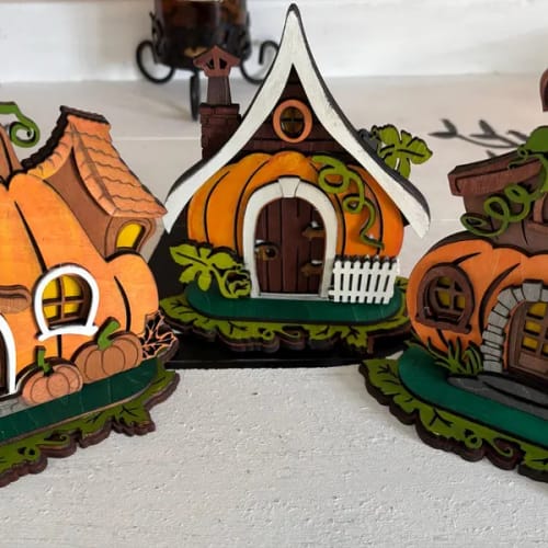 Customer photo review of Laser cut pumpkin house Halloween 3 set svg file