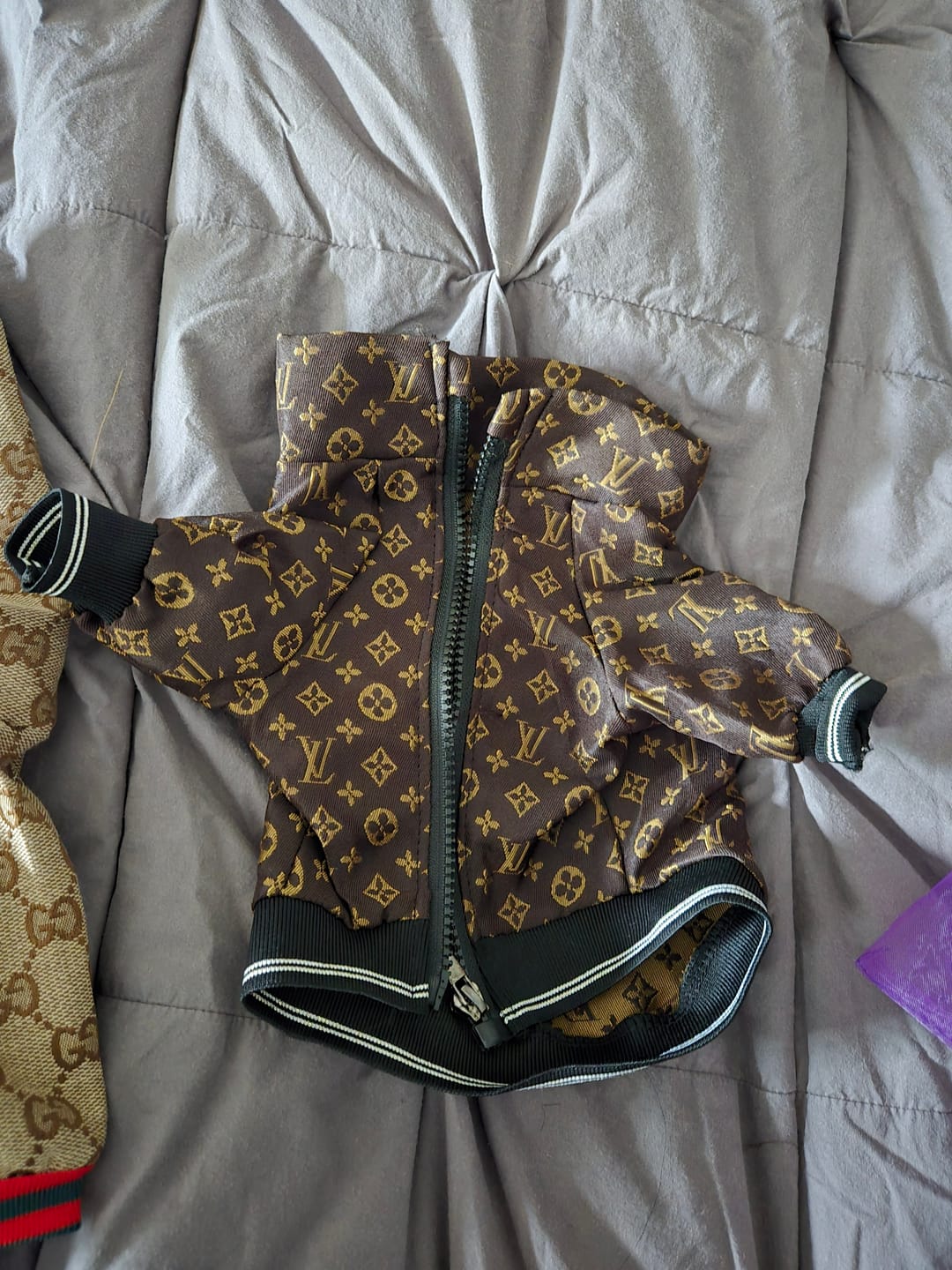 Customer photo review of Louis Pup Monogram Baseball Jacket