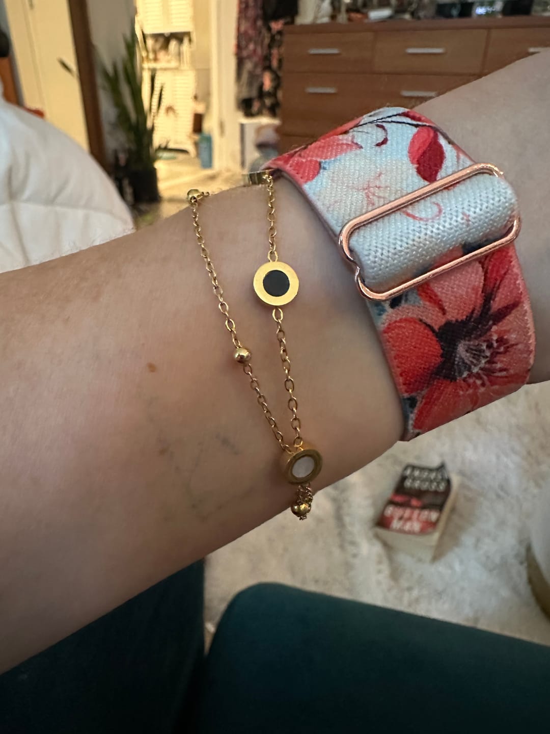 Customer photo review of Onyx & White Stone Bracelet