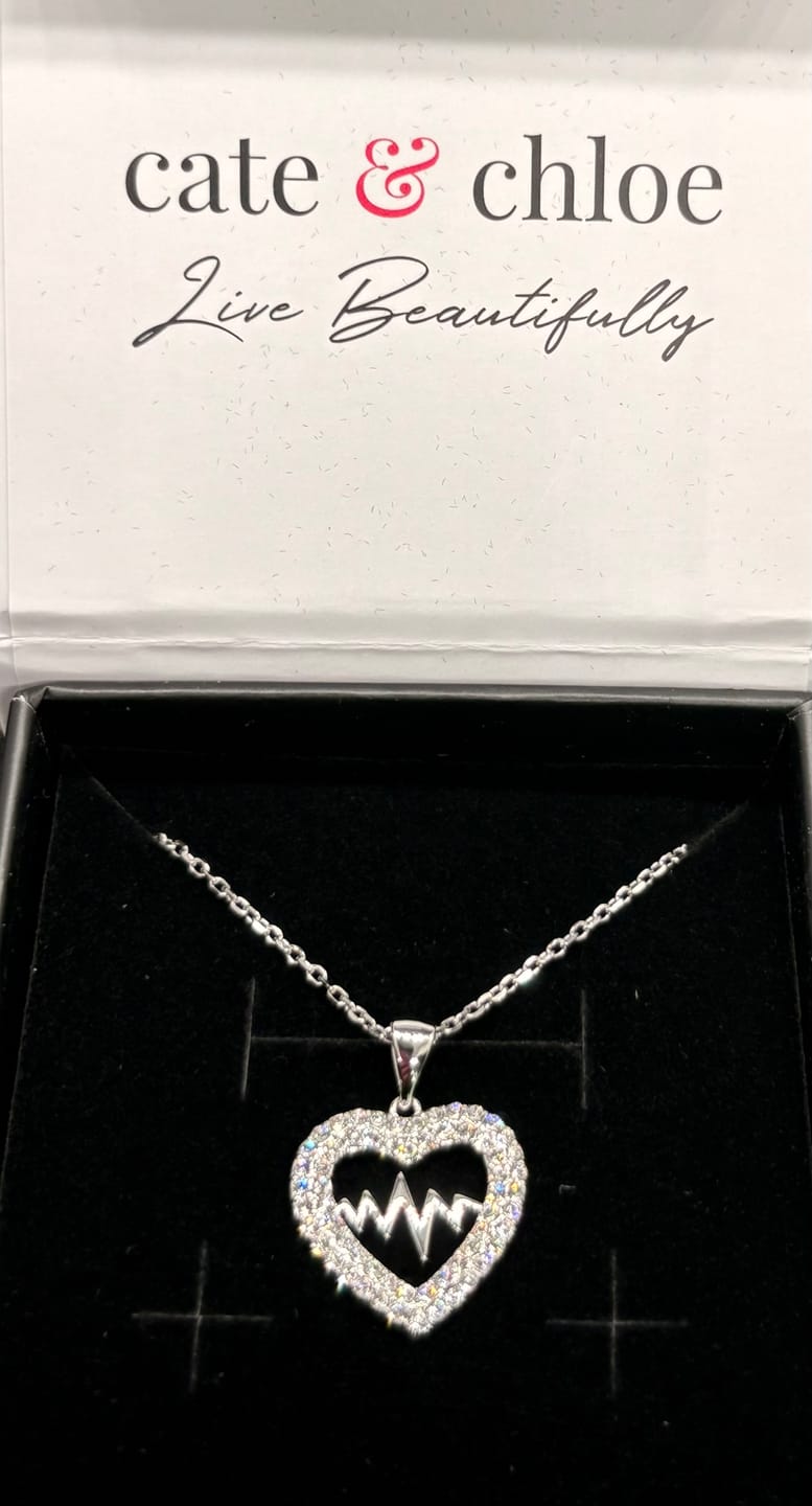Customer photo review of Molly 18k White Gold Plated Heart Necklace with Swarovski Crystals