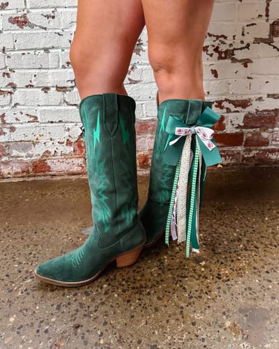 Customer photo review of Dingo Ladies Thunder Road Green Tall Western Boots DI597-GN