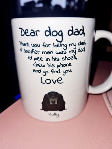 Customer photo review of Personalised Mug With Dog or Cat - Dear Pet Parent