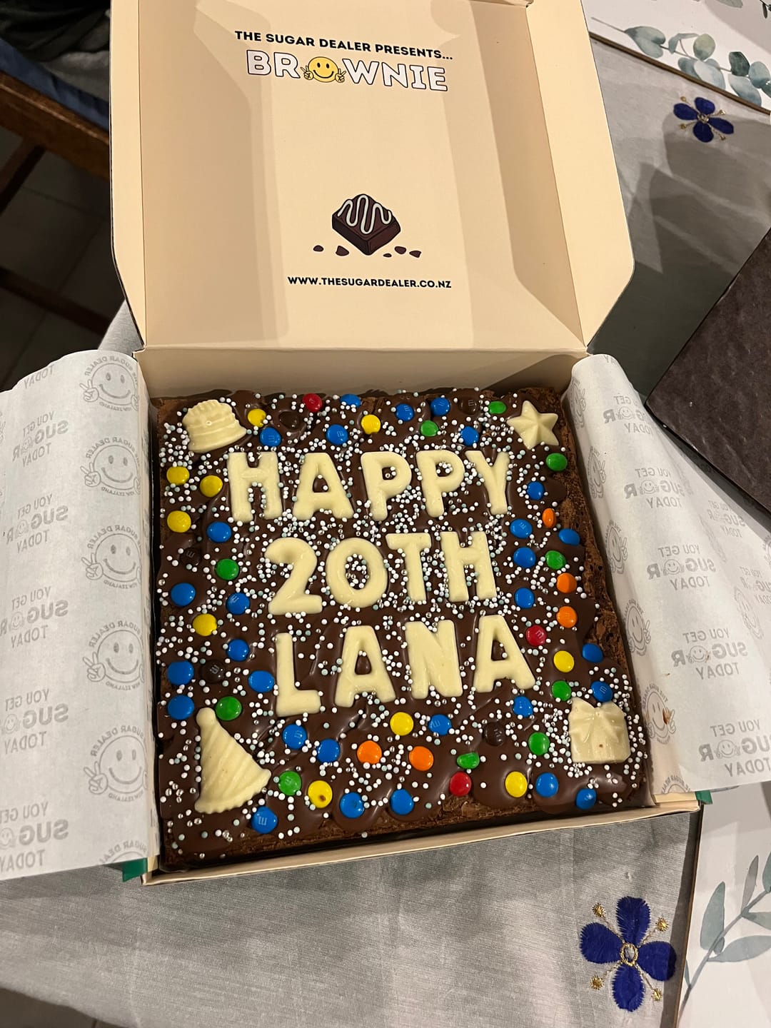 Customer photo review of Custom message birthday brownie