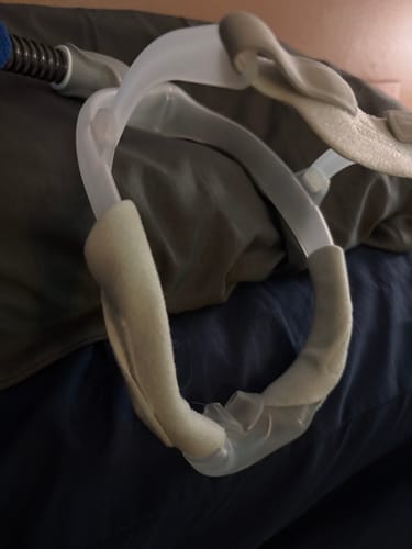 Customer photo review of DreamWear Silicone Nasal Pillow CPAP Mask with Headgear - Fit Pack