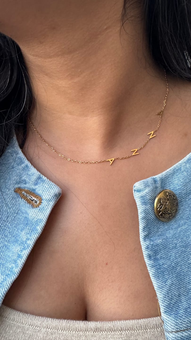 Customer photo review of Personalized Sideway Initial Necklace 18K Best Seller