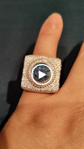 Customer video review of Blue Moissanite Signet Ring 14K White Gold