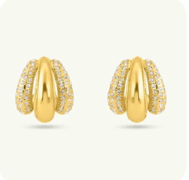 Customer photo review of Radiant Gold & Crystal Luxe Earrings