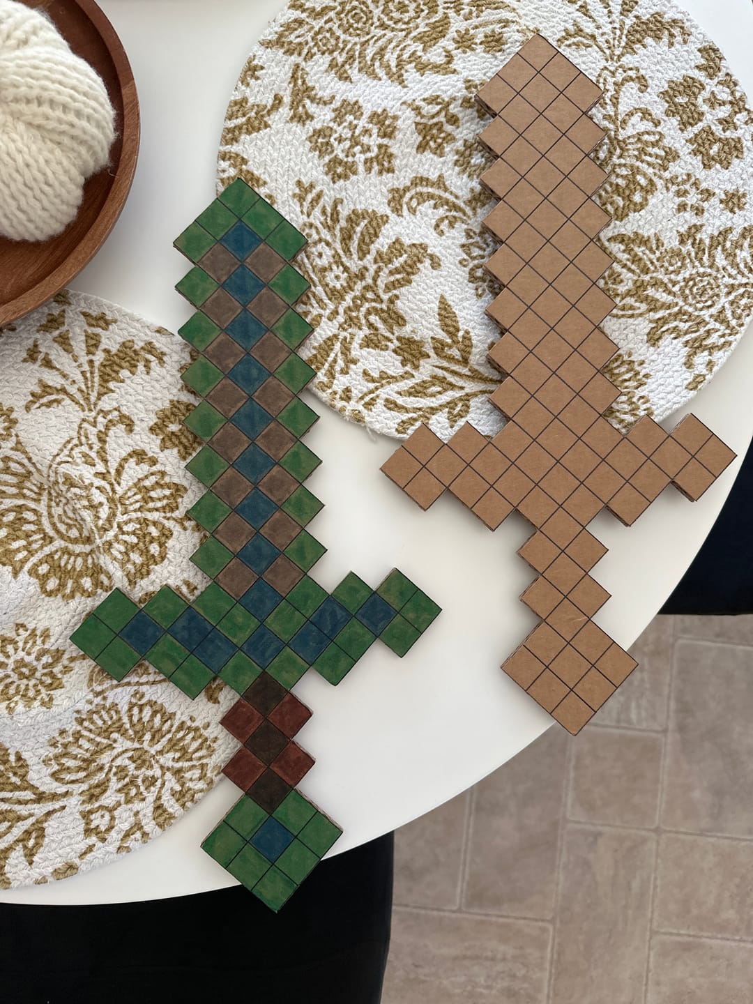 Customer photo review of DIY Minecraft Cardboard Swords and Axes for Kids – Birthday Party Craft, Recyclable Sword Decoration Activity