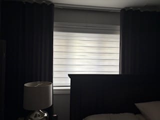 Customer photo review of Bringnox No Drill Motorized Zebra Roller Blinds 60% Blackout