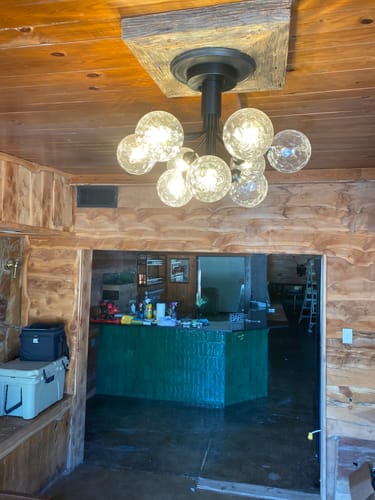 Customer photo review of 9-Light Bloom Water Glass Globe Tiered Sputnik Ceiling Light