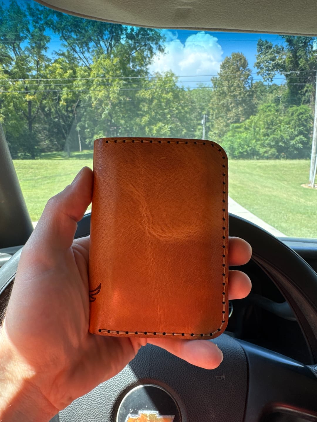 Customer photo review of The Tyler Vertical Wallet