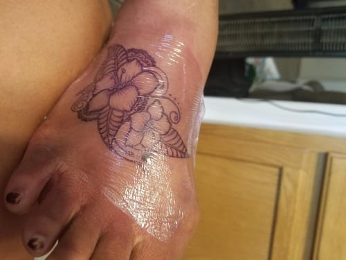 Customer photo review of Painless Tattoo Numbing Spray