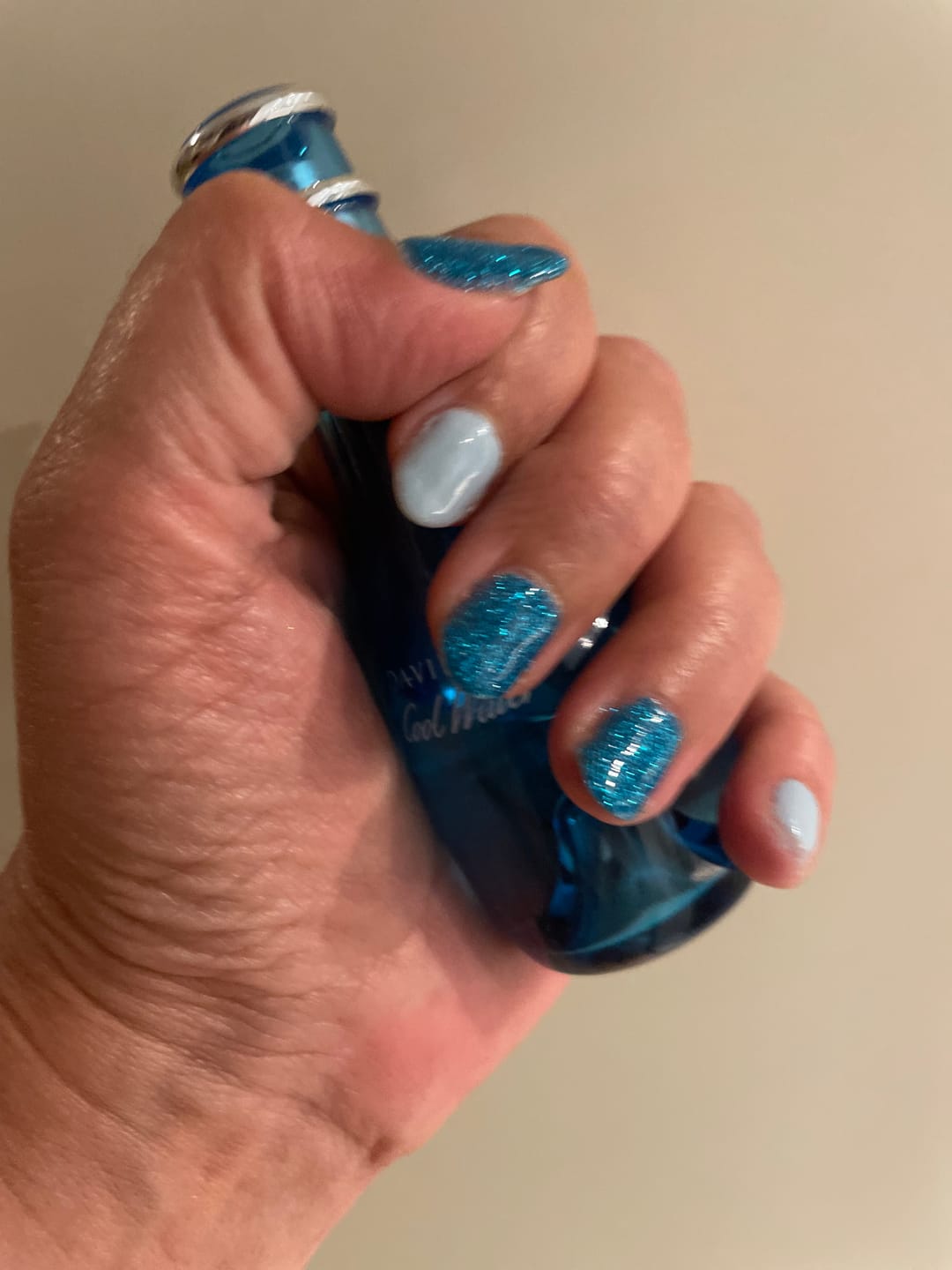 Customer photo review of Haze Blue Dipping Powder