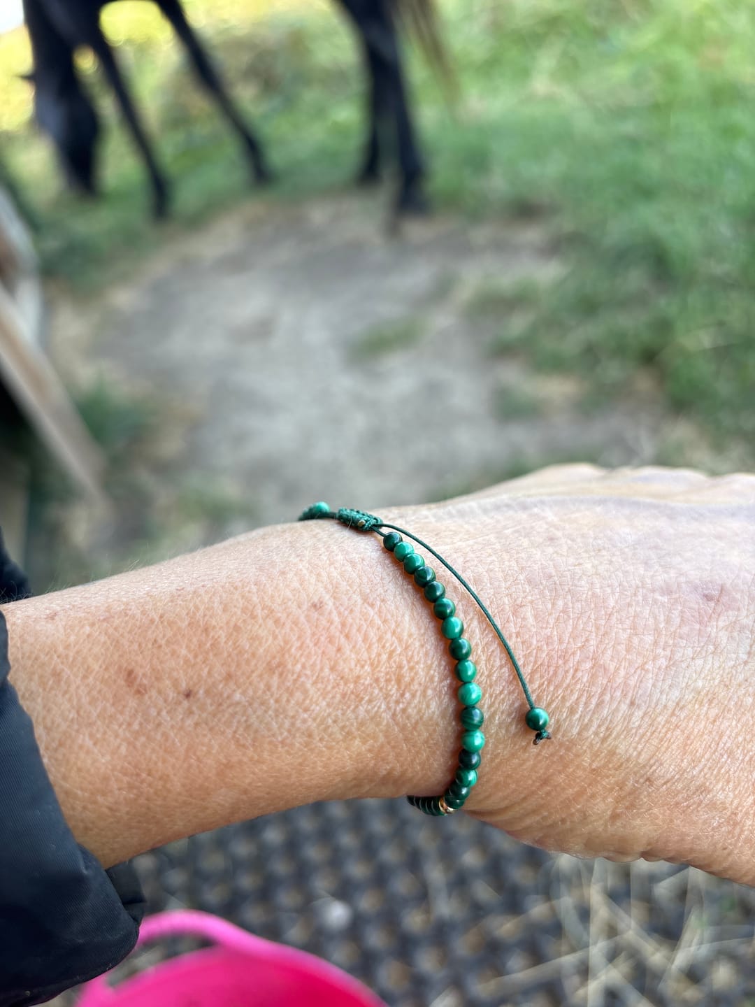 Customer photo review of Buddha Stones Natural Malachite Protection Calmness String Bracelet