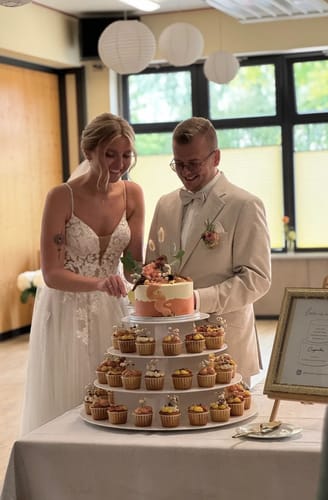 Kundenbewertung mit Foto zu Tortenbesteck im Set - Herzen - Mit persönlicher Gravur als Geschenk zur Hochzeit
