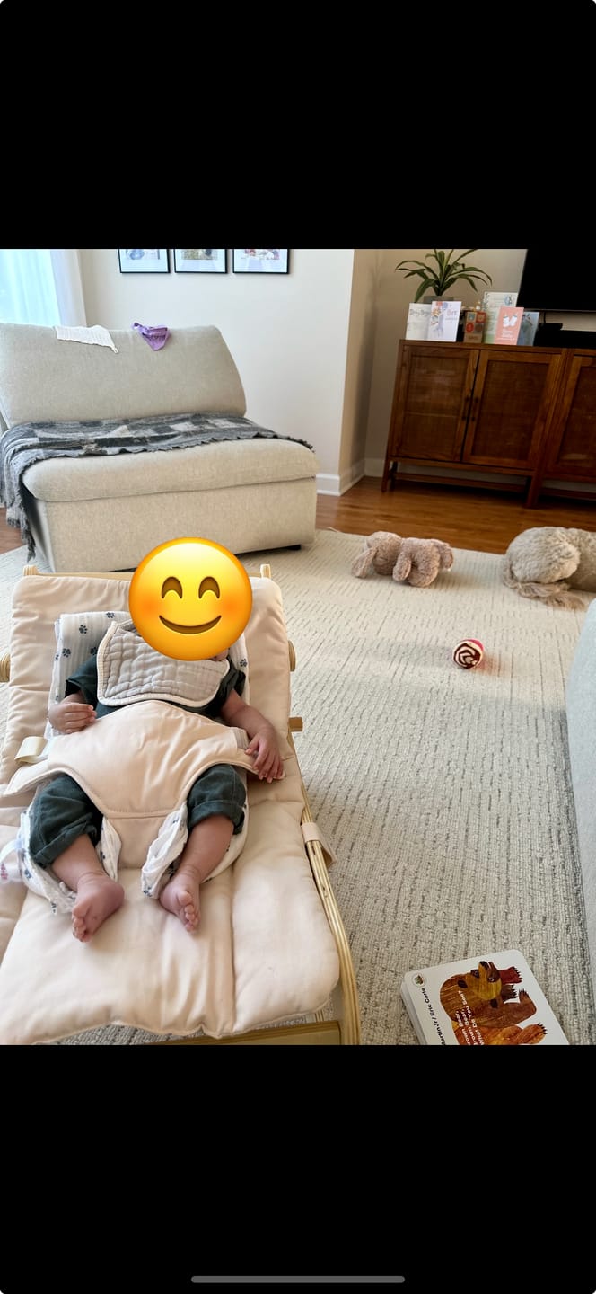 Customer photo review of Avenlur Hemlock Wooden Baby Rocker – Soothing Infant Sleeper for Newborns