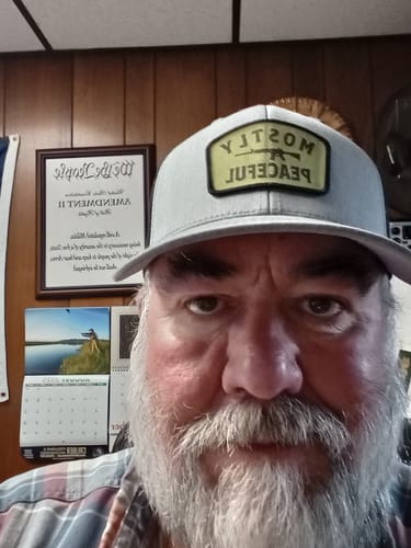 Customer photo review of Mostly Peaceful Woven Patch Hat