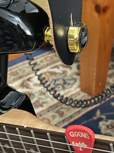 Customer photo review of StrapSure Guitar & Bass Double-Deck Quick-Release Strap Locks