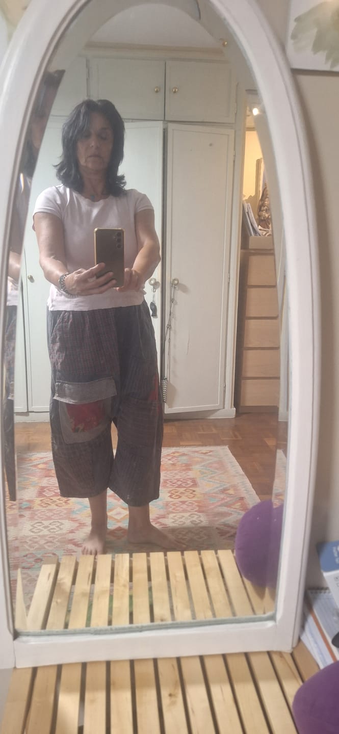 Customer photo review of Plus Size Women Chinese Style Patchwork Pocket Loose Pants