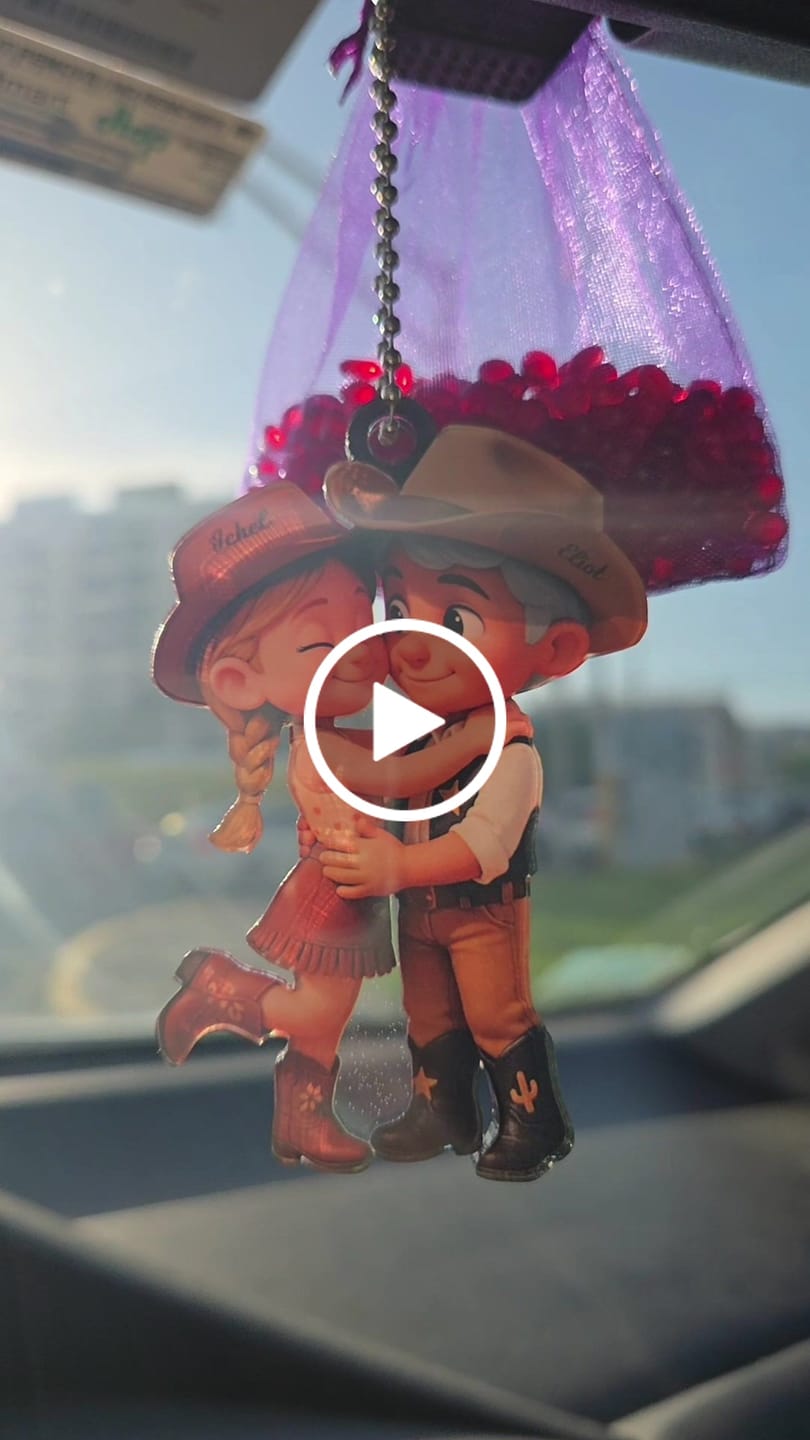 Customer video review of Cartoon Style Countryside Couple Cowboy Cowgirl Car Accessories Personalized Hanger Ornament
