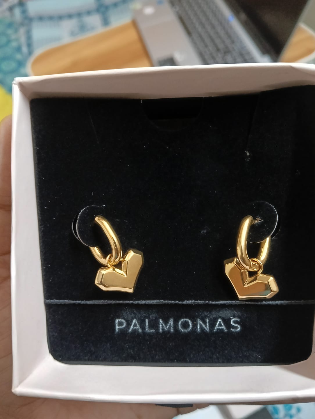 Customer photo review of Peripheral Heart Earrings