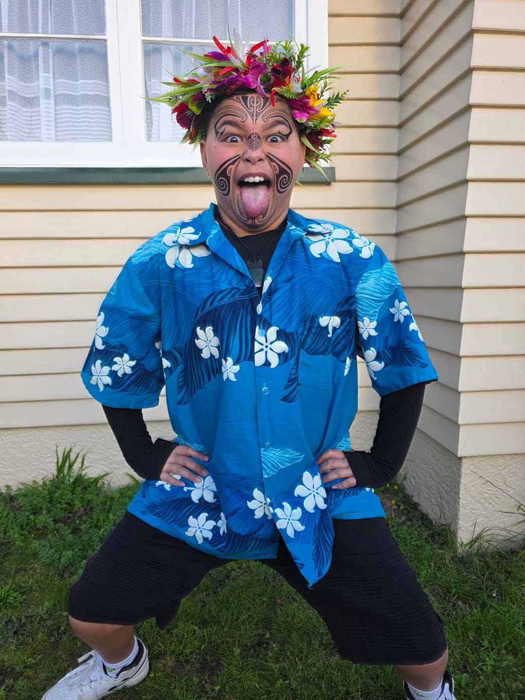 Customer photo review of Full Face Male Maori Kirituhi Temporary Tattoo