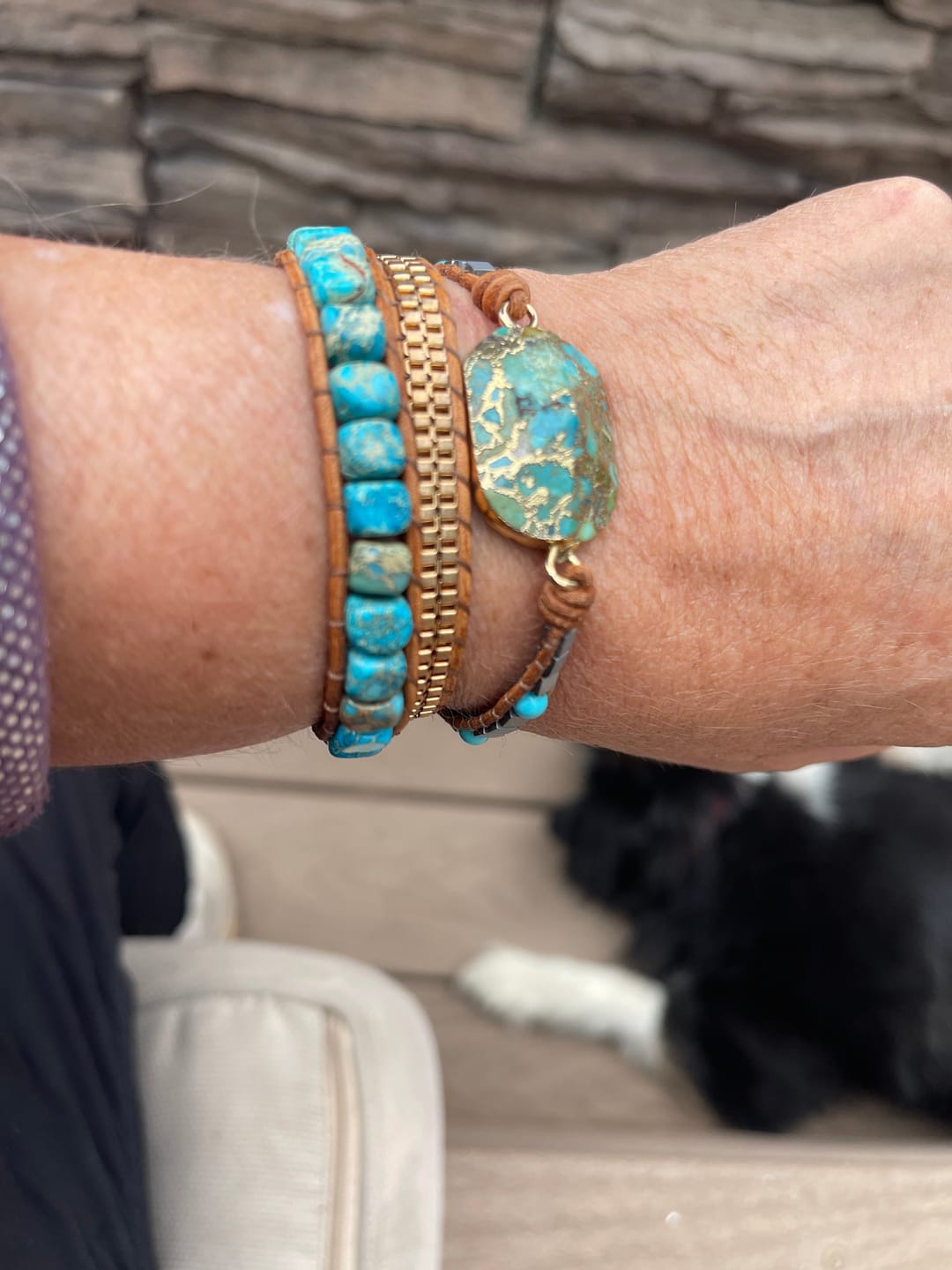 Customer photo review of Turquoise & Jasper Healing Wrap Bracelet