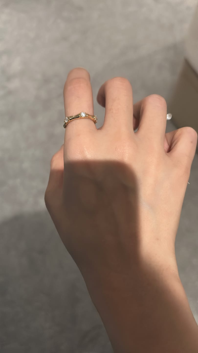 Customer photo review of Bamboo Ring With Stones