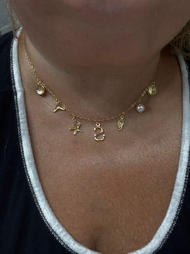 Customer photo review of GOLD OCEAN LETTER NECKLACE
