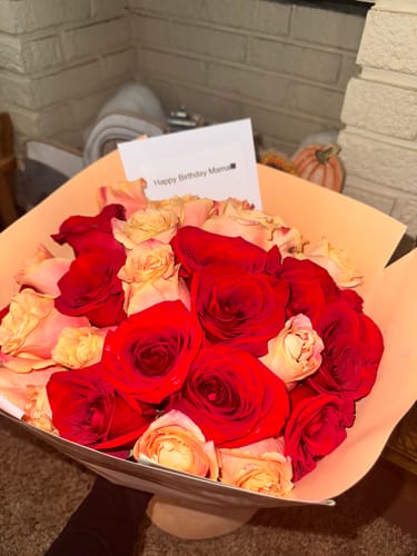 Customer photo review of Peach Romance Bouquet