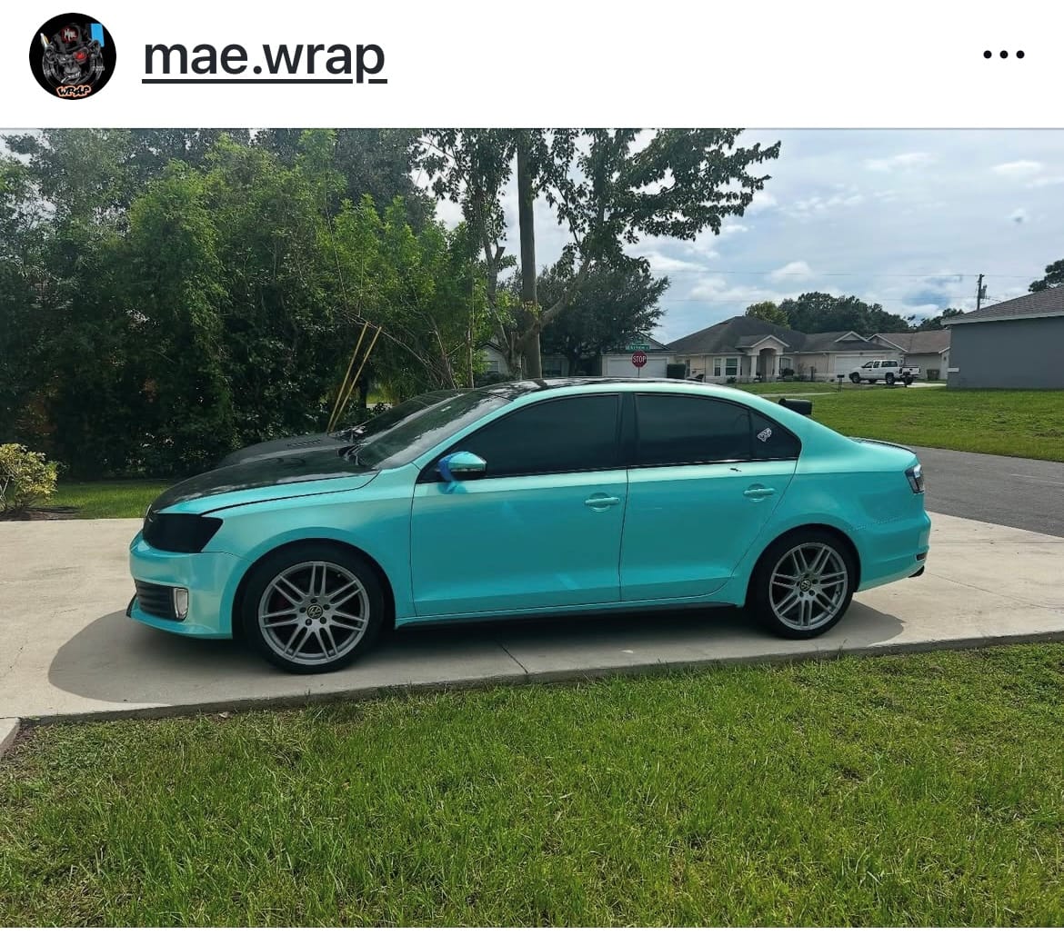 Customer photo review of Candy Metallic Neon Ice Blue Vinyl Wrap