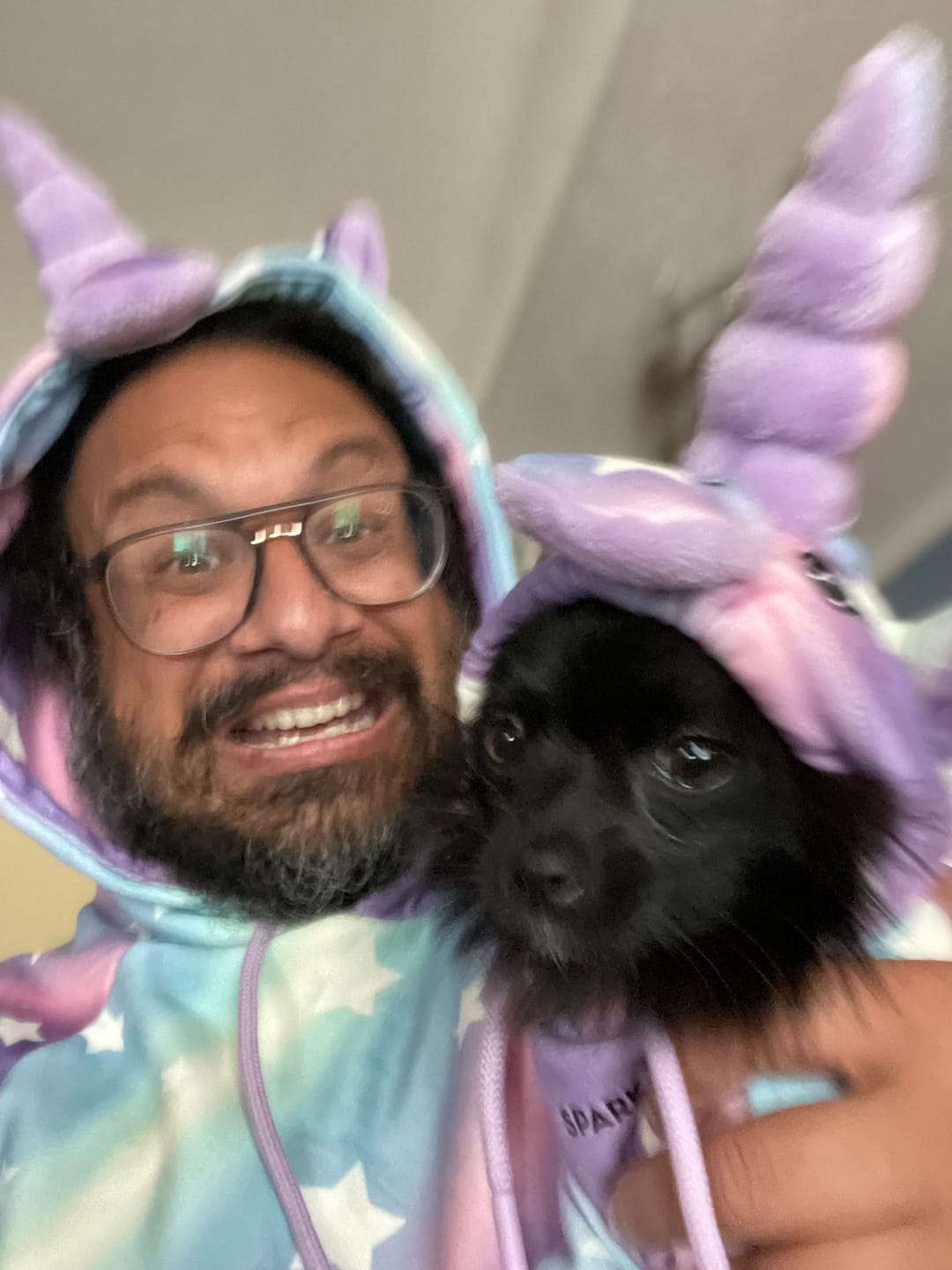 Customer photo review of Halloween Dog Hoodie - Unicorn