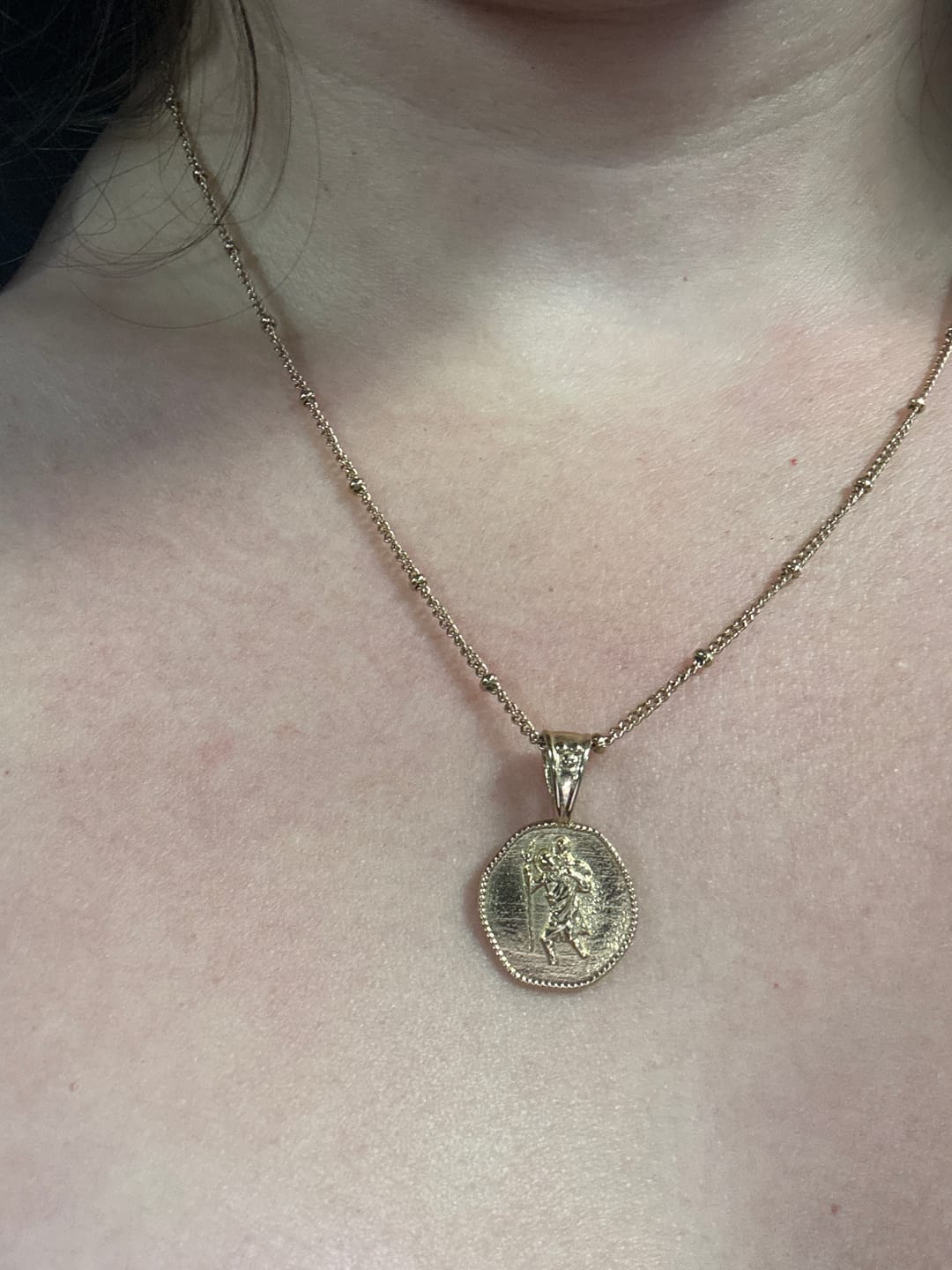 Customer photo review of St. Christopher Necklace - Stay Safe Wherever You Go