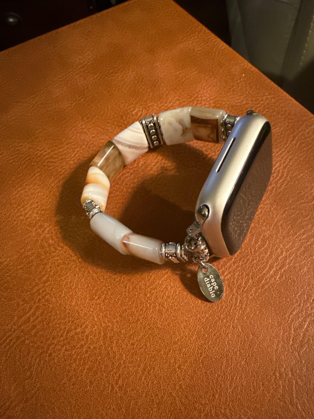 Customer photo review of Sacred Sands Agate Stretch Apple Watch Strap