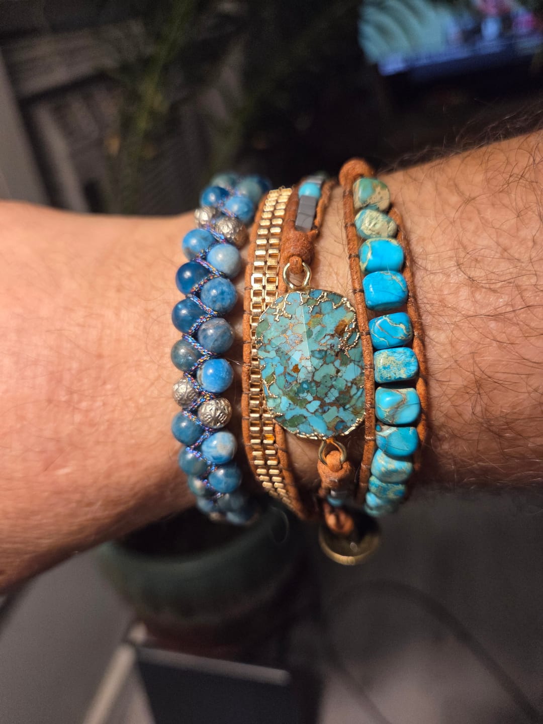 Customer photo review of Turquoise & Jasper Healing Wrap Bracelet