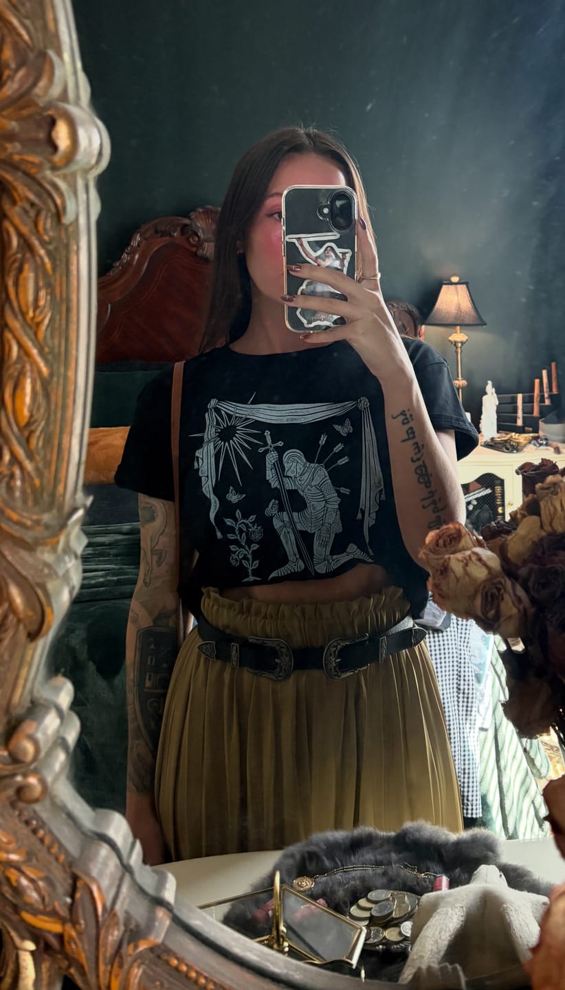 Customer photo review of Kneeling Knight Crop Tee