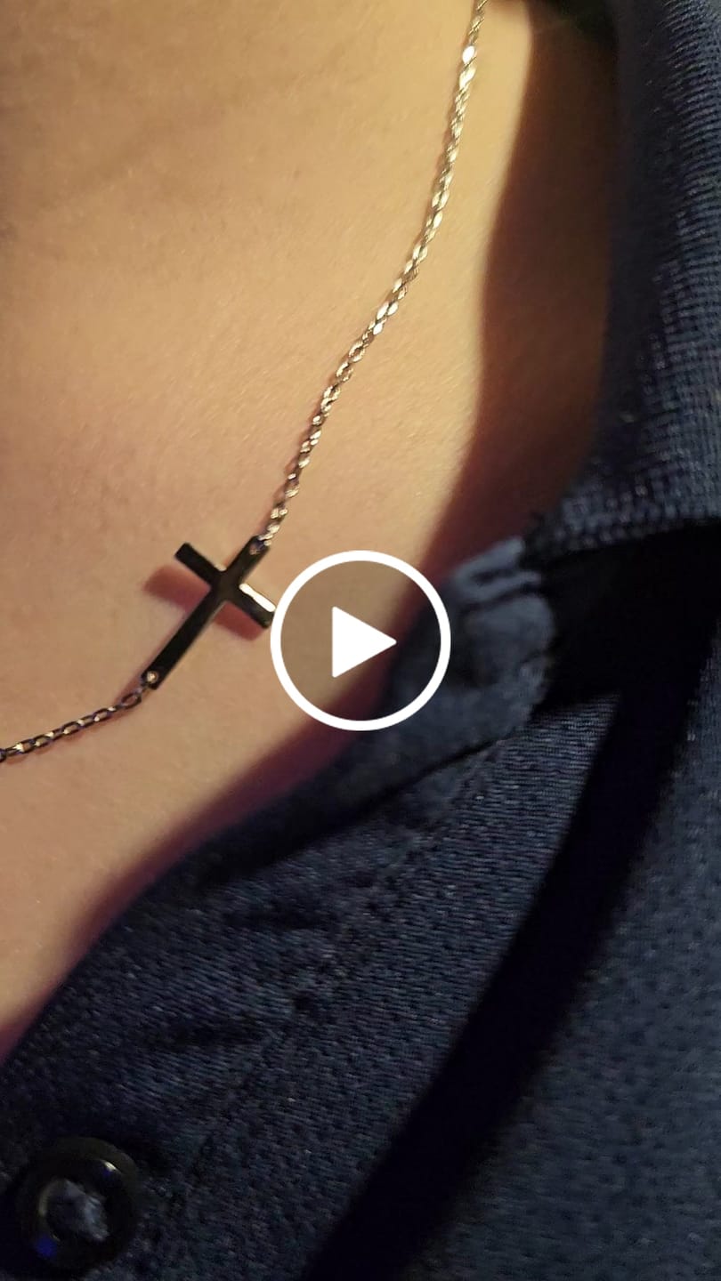 Customer video review of Nancy 18k White Gold Plated Cross Pendant Necklace