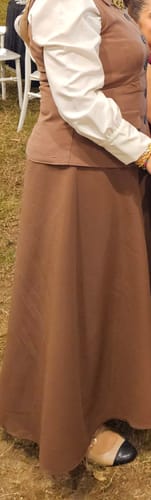 Customer photo review of Tek Sıra Düğmeli Kahve Keten Yelek