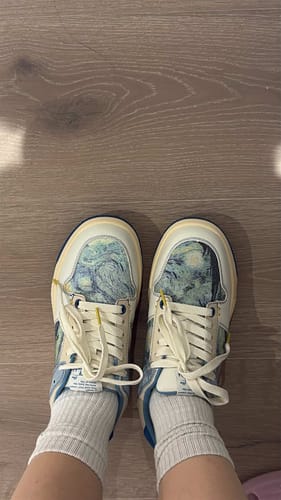 Customer photo review of Van Gogh Starry Night inspired sneakers
