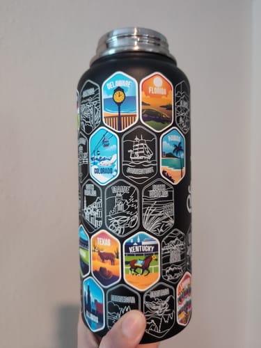 Customer photo review of 50 States Of The USA Bottle + Sticker Set