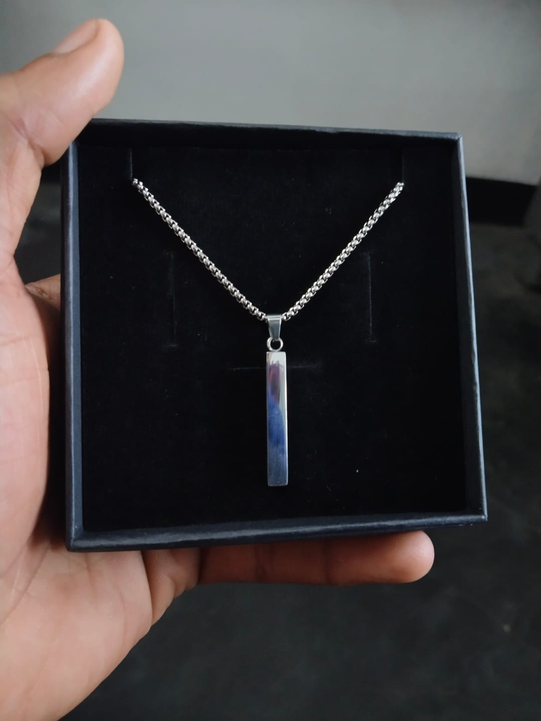 Customer photo review of Personalised Cuboid Locket for Men