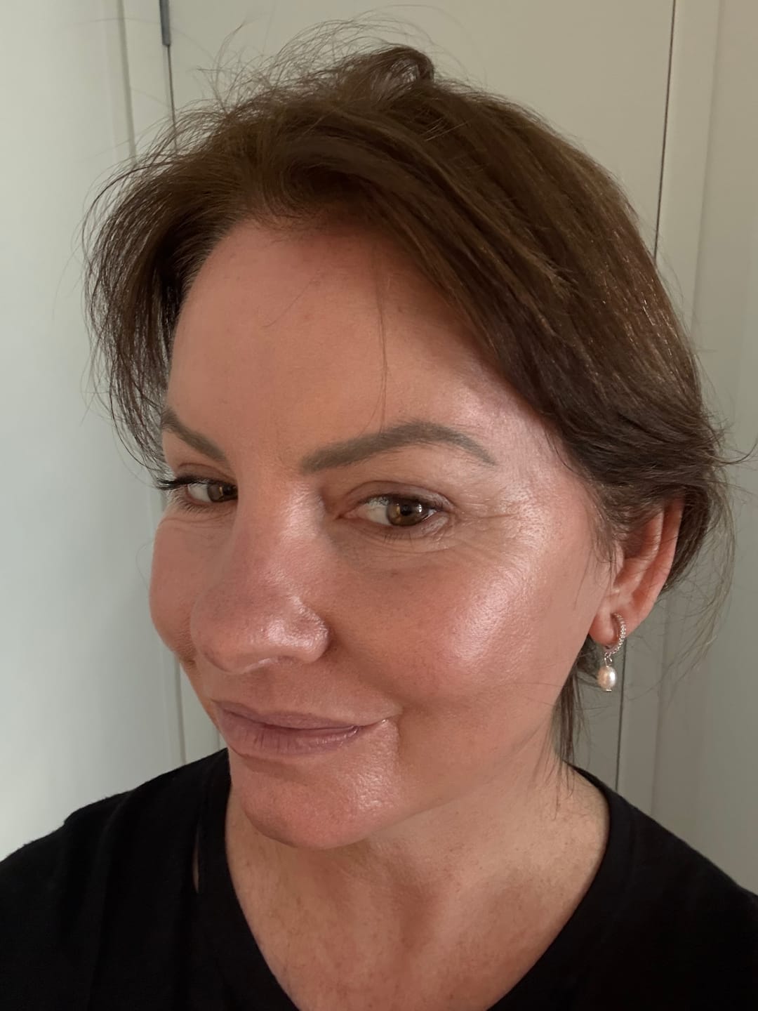 Customer photo review of Large Thin Hoop Clip On Earrings in Silver